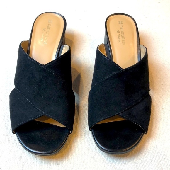 Naturalizer Shoes - Naturalizer N5 Comfort Black Faux Suede Slides 8M